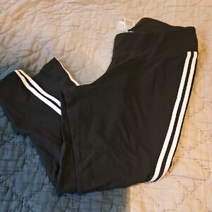 adidas Women's Black Leggings with White Stripes